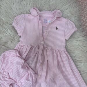 Pink Striped Polo Dress with Bloomers